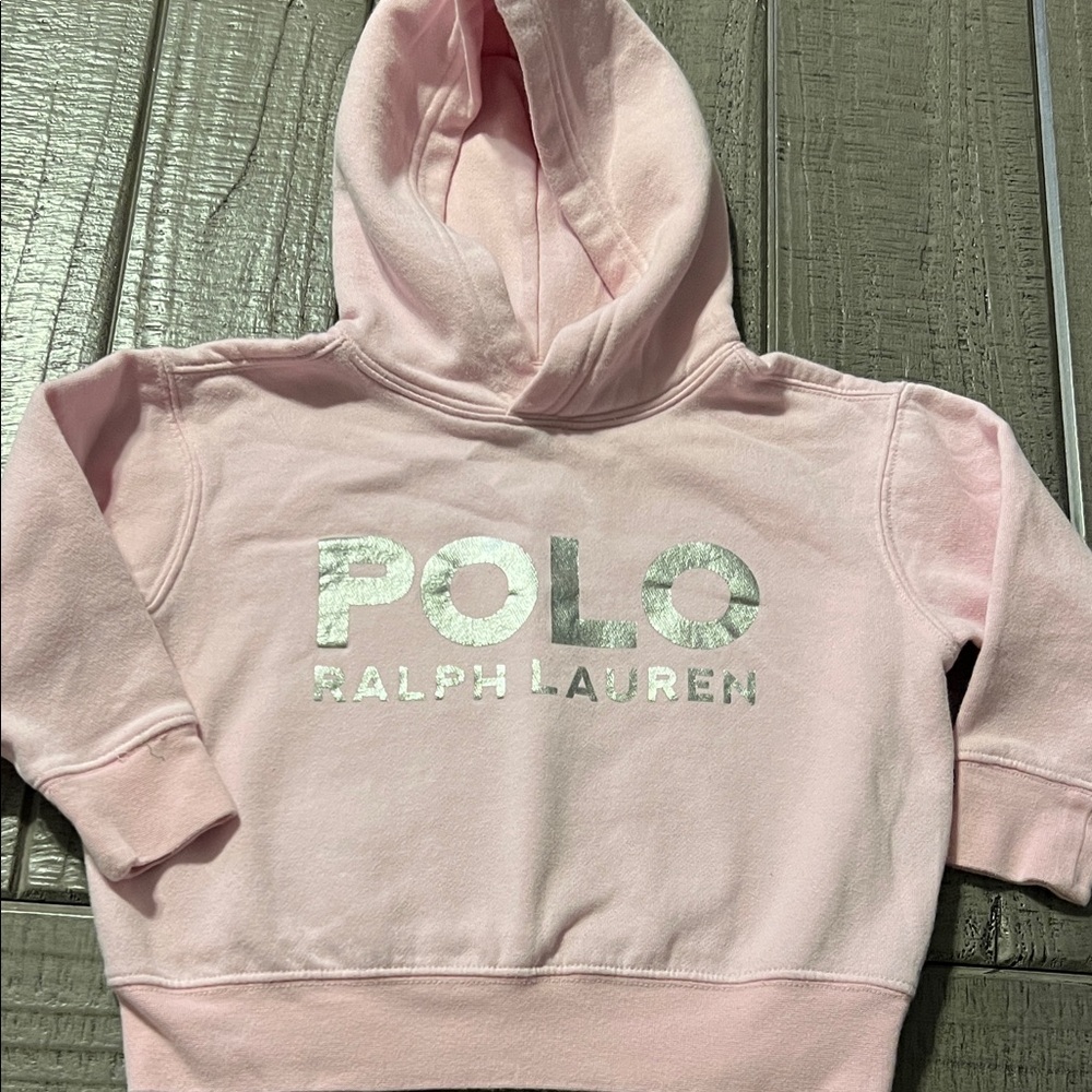 Polo by Ralph Lauren Light Pink  Hoodie with Silver Logo Size 4/4T